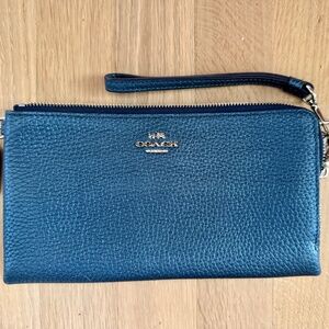 Coach Blue Pebble Leather Wallet/Wristlet